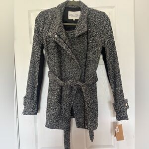 RACHEL Rachel Roy Black and White Wool Blend Coat